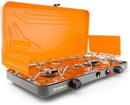 GSI Outdoors Selkirk 540+, Portable Outdoor Camping Stove, 2-Burner Propane Grill, 14,000 BTU High-Output Adjustable Burners, Integrated Igniter and Wind Guards by GSIOutdoors