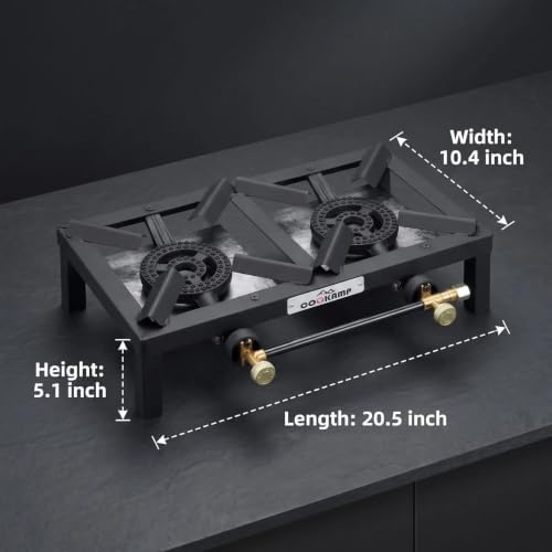 COOKAMP Propane Double Burner Angle Iron Camp Stove with CSA Listed Regulator and 4ft Hose (SA2200) - Image 3