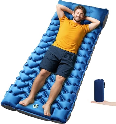 Inflatable Camping Mat, Ultra-Lightweight Sleeping Pad with Built-in Pillow & Foot Pump, Camp Pads for Backpackers, Hikers & Outdoor Enthusiasts, Easy to Carry, Gifts by Oramoose