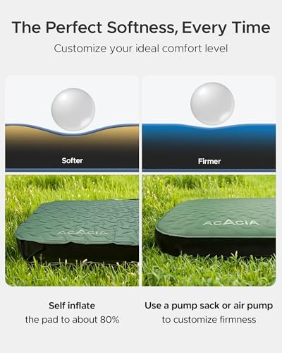 Acacia 4" Thick Self Inflating Sleeping Pad with Foam, Innovative Y-Shaped Telescopic Structure, Ultraportable Camping Air Mattress with Pump Sack, Easy Roll Up Sleep Bed for Travel Tent Car - Image 6
