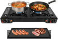 2-Burner Portable Camping Stove, Butane Camping Stove with Non-sticking Grill Tray, Outdoor Travel Camp Stove for Camping, BBQ, Home by DDBESSIC