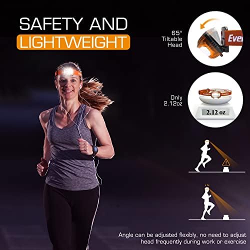EverBrite Headlamp, 2 Pack Kids Headlamp with Red Light and Memory Function, Head Lamp for Adults and Kids with 5 Modes, Bright Headlamps for Camping, Running, Christmas Gifts, Batteries Included - Image 3