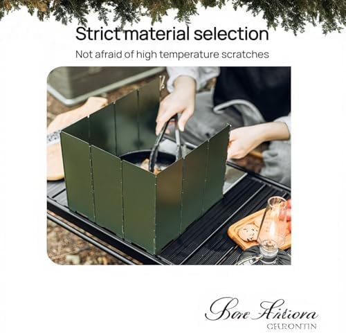 Foldable Camping Stove Windscreen, Green Aluminum Outdoor Windshield Gas Stove Lightweight Wind Screen for Camping, Wind GuardGlamping, Hiking, Picnic, Backpacking - Image 6