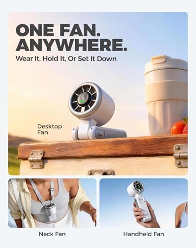 Diveblues Portable Handheld Turbo Fan, 5 Gear Wind, Battery Operated, Up to 12 Working Hours, 3 IN 1 Hand Fan with Air Turbo Tech Cooling Fan for Outdoor Activities, Travel, Working, Silvery white - Image 3