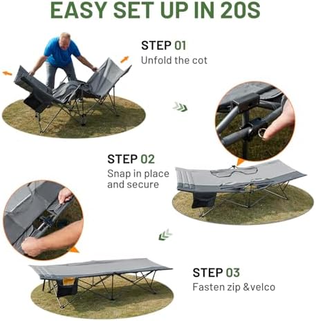 TIMBER RIDGE 31.8" W Extra Wide Heavy Duty Camping Cot for Adult, XL Cots - Image 2
