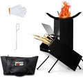 Rocket Stove for Camping Heavy Duty Wood Burning Stove with Adjustable Legs, Portable Wood Burning Fire Camping Stove, Cooking Camping Grilling Outdoor Backyard BBQ Stove with Storage Bag, Rod, Gloves by SmokeyCamp