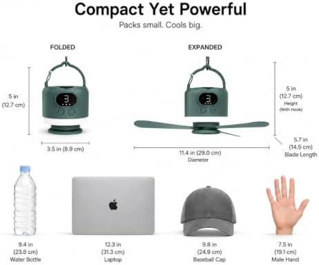 Camping Tent Fan with Light, Rechargeable Hanging Fan with Remote - Image 5