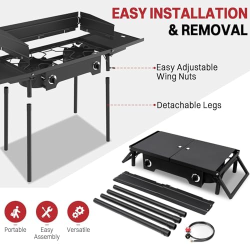 2 Burner Propane Camp Stove | 150,000 BTU | High Pressure Gas Burners - Image 6
