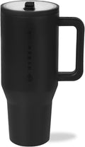 HydroJug Traveler - 40 oz Water Bottle with Handle & Flip Straw - Fits in Cup Holder, Leak Resistant Tumbler-Reusable Insulated Stainless Steel & Rubber Base - Gifts for Women & Men, Black by Hydrojug
