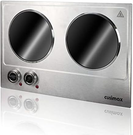 Double Burner, CUSIMAX 1800W Ceramic Electric Hot Plate for Cooking, Silver - Image 4