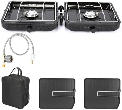 Uniflasy Foldable 2 Burner Camping Stove with Griddles by Uniflasy