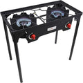 Gas One Propane Double Burner Two Burner Camp Stove Outdoor High Pressure Propane 2 Burner Adjustable PSI Regulator and 4ft Hose With Removable Legs by GasOne