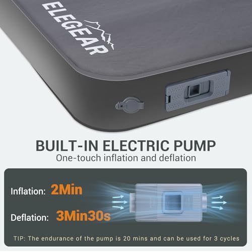 Elegear Air & Foam Camping Mattress 4" Built-in Electric Pump (Grey, Full) - Image 2