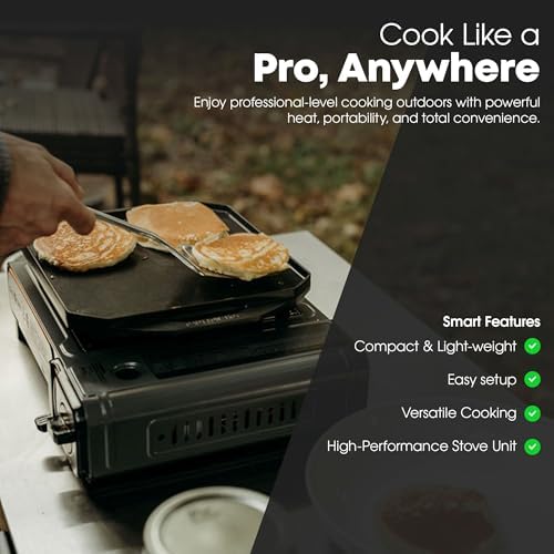 GasOne GS-1000G-KIT Butane Gas Stove with Flat Top Griddle Included – Butane Grill Tent Stove Burners for Cooking for Camping, Kitchen – Diecast Aluminum with Non Stick Coating - Image 6