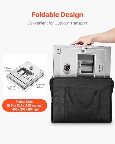 VEVOR Foldable Camping Oven, Stainless Steel Portable Camping Stove, with 3 Tier Grill, Handle and Thermometer, Use with Wood Burning Fire, Propane Stoves, for Baking Bread, Pizza, Outdoor Cooking - Image 5