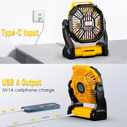 Sendowtek Portable Camping Battery Fan with LED Light 10400mAh - Image 3
