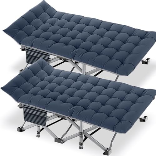DoCred Oversized XXL Folding Camping Cot with Mattress, 2 Pack 32" Wide Cot by DoCred