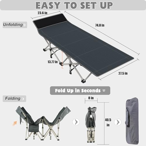 10-Leg Heavy Duty Camping Cot for Adults with Mattress - Image 2