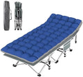 Suteck Camping Cot, Folding Camping Cot Bed for Adults Sleeping 1200D Double Layer Oxford Portable Folding Outdoor Cots for Camping W/Soft Pad Carry Bag for Home Office Nap Beach Travel, Stripe Blue by Suteck