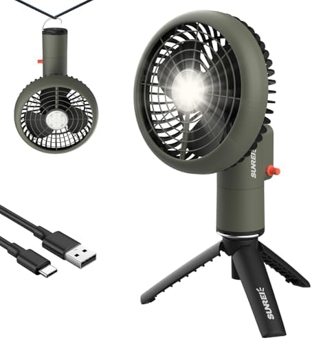 SUNREI 20000mAh Rechargeable Camping Fan, LED Lantern Battery Operated Fan by SUNREI