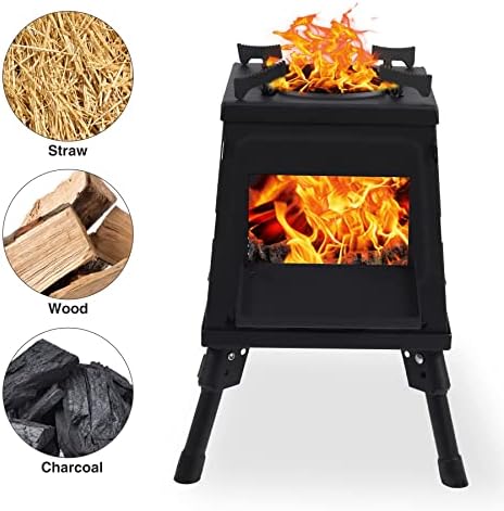 Wood Burning Camp Stove, Portable Cast Iron Camping Wood Stove, Black Woodstove with Carrying Case for Backpacking Outdoor Cooking - Image 6