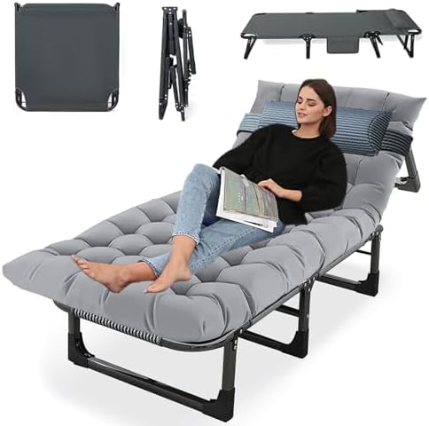 Folding Camping Cot for Adults,Adjustable Sleeping Cot with Mattress by Unknown