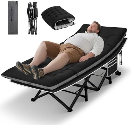 HABUTWAY Camping Cots for Adults, 600lbs Capacity, Folding Camping Cot with Mattress, Sleeping Cots for Adults with Carry Bags for Travel,Beach,Patio,Home Office,Nap Time by HABUTWAYMakeYourLifeComfortable
