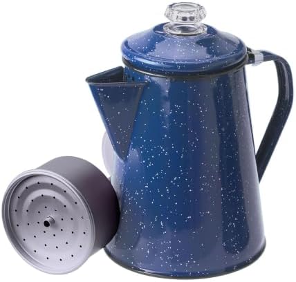 GSI Outdoors Percolator Coffee Pot | Enamelware Campfire Coffee Boiler Kettle for Outdoor Camping Cookware, Cabin, RV, Kitchen, Hunting & Backpacking by GSIOutdoors