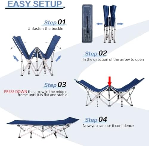 2 Pack Camping Cot with Mattress, Camping Cots for Adults - Image 2