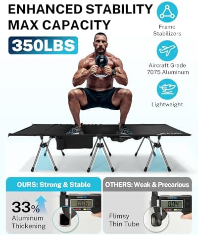 Gonex 31" Camping Cot with Adjustable Height, Portable Fold Cot for Adults - Image 5