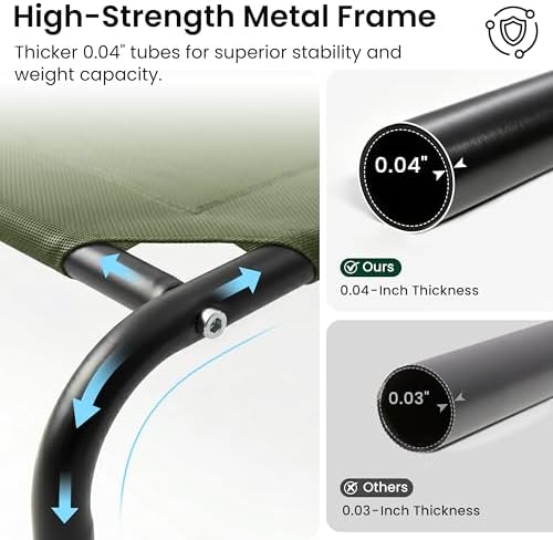 Love's cabin Elevated Cooling Dog Bed for Medium Dogs, Portable Indoor & Outdoor Raised Pet Dog Cat Cot, Durable Summer Frame with Breathable Mesh, Olive Green, 43" x 31.5" x 8" - Image 3
