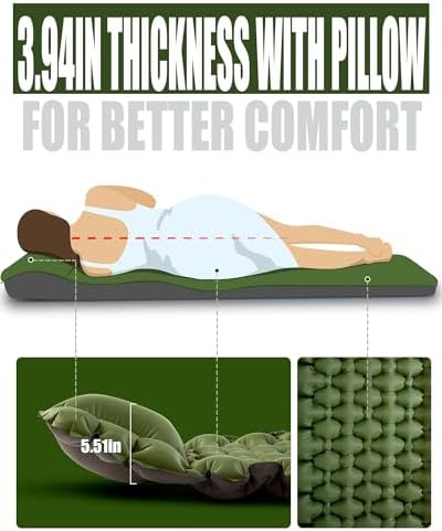 AKSOUL Sleeping Pad Camping Mat: Self Inflating Ultralight & Compact Air Mattress, Connectable Lightweight Inflatable Pad with Built-in Foot Pump for Camping, Hiking, Backpacking - Image 2
