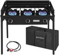 ROVSUN 3 Burner Outdoor Propane Gas Stove with Windpanel, Carrying Bag & Regulator, 225,000 BTU Stand Cooker for Backyard Cooking Camping Home Brewing Canning Turkey Frying by ROVSUN