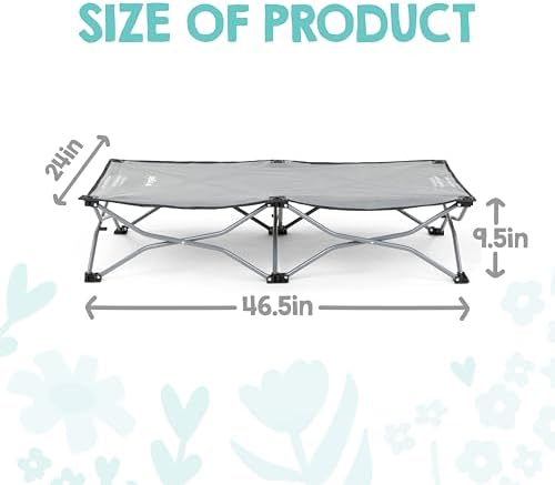 Regalo My Cot® Portable Toddler Bed, Foldable Kids Travel Bed & Camping Cot, Lightweight Sleeping Cot for Toddlers, Indoor/Outdoor, 46.5” x 24” x 9.5”, Gray - Image 4
