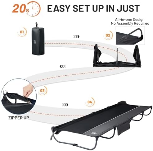TIMBER RIDGE 20-Second Quick Set-Up Camping Cot, Aluminum Folding Cot - Image 2