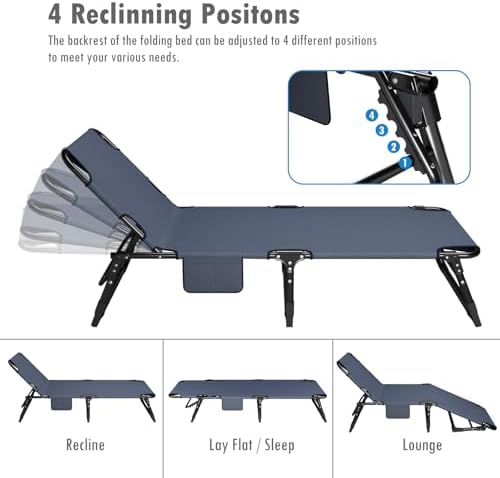 ATORPOK Folding Camping Cot for Adults, Chaise Lounge Chair with Pad - Image 4