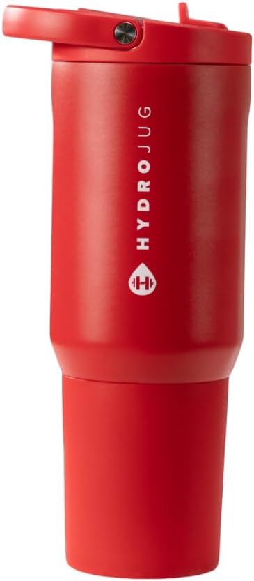HydroJug Sport - Stainless Steel Tumbler with Straw, Vacuum Insulated, 20oz Leakproof Water Bottle, Ergonomic Design, Reusable, Dishwasher Safe, Rubber Base, Durable for Gym or Outdoors, Alumni Red - Image 7