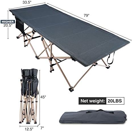 REDCAMP Oversized Camping Cots for Adults 500lbs, 33.5'' Extra Wide Tall Sleeping Cots Heavy Duty, XL Cots Portable for Outdoor Indoor Office, Dark Grey - Image 2