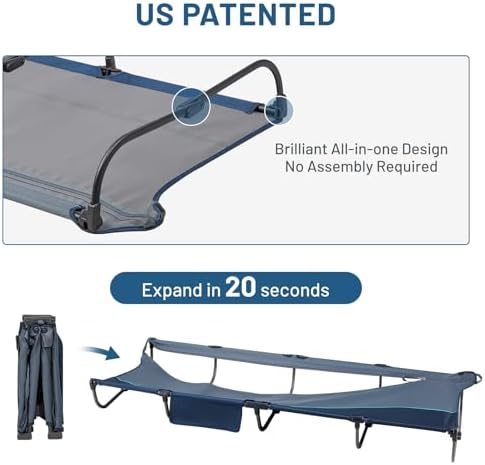 TIMBER RIDGE 20-Second Quick Set-Up Camping Cot, Aluminum Folding Cot - Image 5