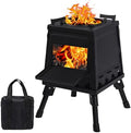 Wood Burning Camp Stove, Portable Cast Iron Camping Wood Stove, Black Woodstove with Carrying Case for Backpacking Outdoor Cooking by Lineslife