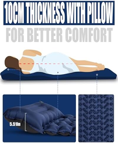 AKSOUL Sleeping Pad for Camping Mat: Self-Inflating Ultralight & Compact Air Mattress Lightweight Inflatable Pad for Camping Hiking Backpacking Blue - Image 4