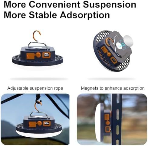 10000mAh 4000LM Camping Light 4 Light Modes Portable LED Camping Lantern Rechargeable Light 30W with Digital Power Display and Magnet , IPX5 Waterproof Tent Lights Power Failure Emergency Light - Image 6