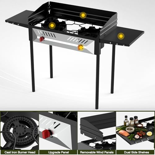 BESTFIRE High Pressure 150k BTU 2 Burner Outdoor Propane Gas Stove - Image 4