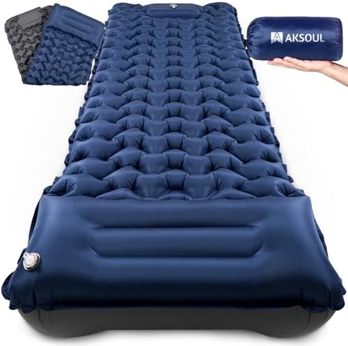 AKSOUL Sleeping Pad for Camping Mat: Self-Inflating Ultralight & Compact Air Mattress Lightweight Inflatable Pad for Camping Hiking Backpacking Blue by AKSOUL