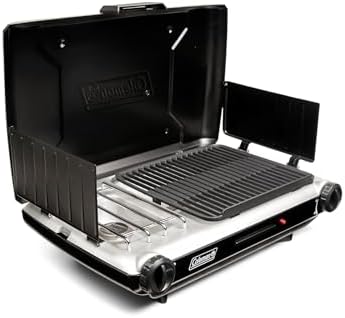 Coleman Tabletop 2-in-1 Grill & Stove with 2 Adjustable Burners, Propane Grill/Stove with Push-Button Starter, Wind Guards, Grease Tray, & 20,000 BTUs of Power for Camping, Tailgating, & More by Unknown