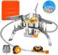 9900W Windproof Camping Gas Stove, Portable Camping Stove with Piezo Ignition, 1LB Propane Tank Adapter, Butane Adapter for Outdoor Cooking, Picnic, Camping and Hiking by Facitsolvit