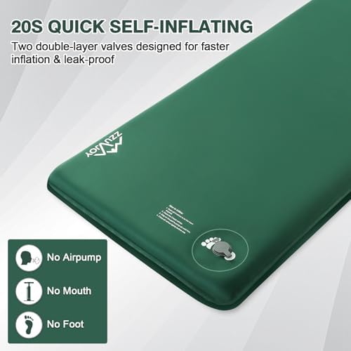 Memory Sleeping Pad, 3.1" Ultra-Thick Foam Sleeping Mats for Camping, 9.5 R-Value Insulated Self Inflating Sleeping Pad with Pillow, Camping Mattress Pad for Car Travel Tent - Image 2