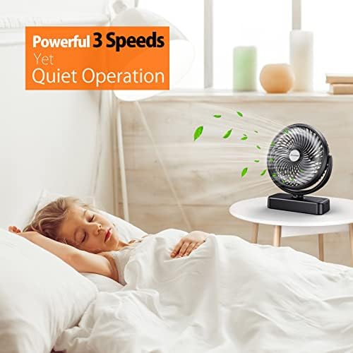AMACOOL 10000mAh Battery Operated Camping Fan with LED Light-7 inch - Image 4