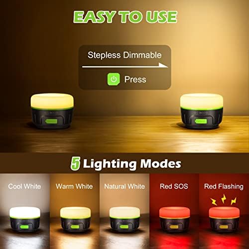 Sinvitron LED Camping Lantern Rechargeable with Remote Control - 1000LM 150H Runtime Tent Light, 5200mAh Water-Resistant Emergency Light for Hurricane Power Outages, Hiking Home - Image 4