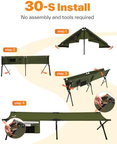 Sportneer Camping Cot, 78.3"x28.7"x14.6" Portable Folding Bed for Adults with Storage Bag, Support 330 LBS, Compact for Outdoor Camping, Travel, Home Guest Room - Image 6